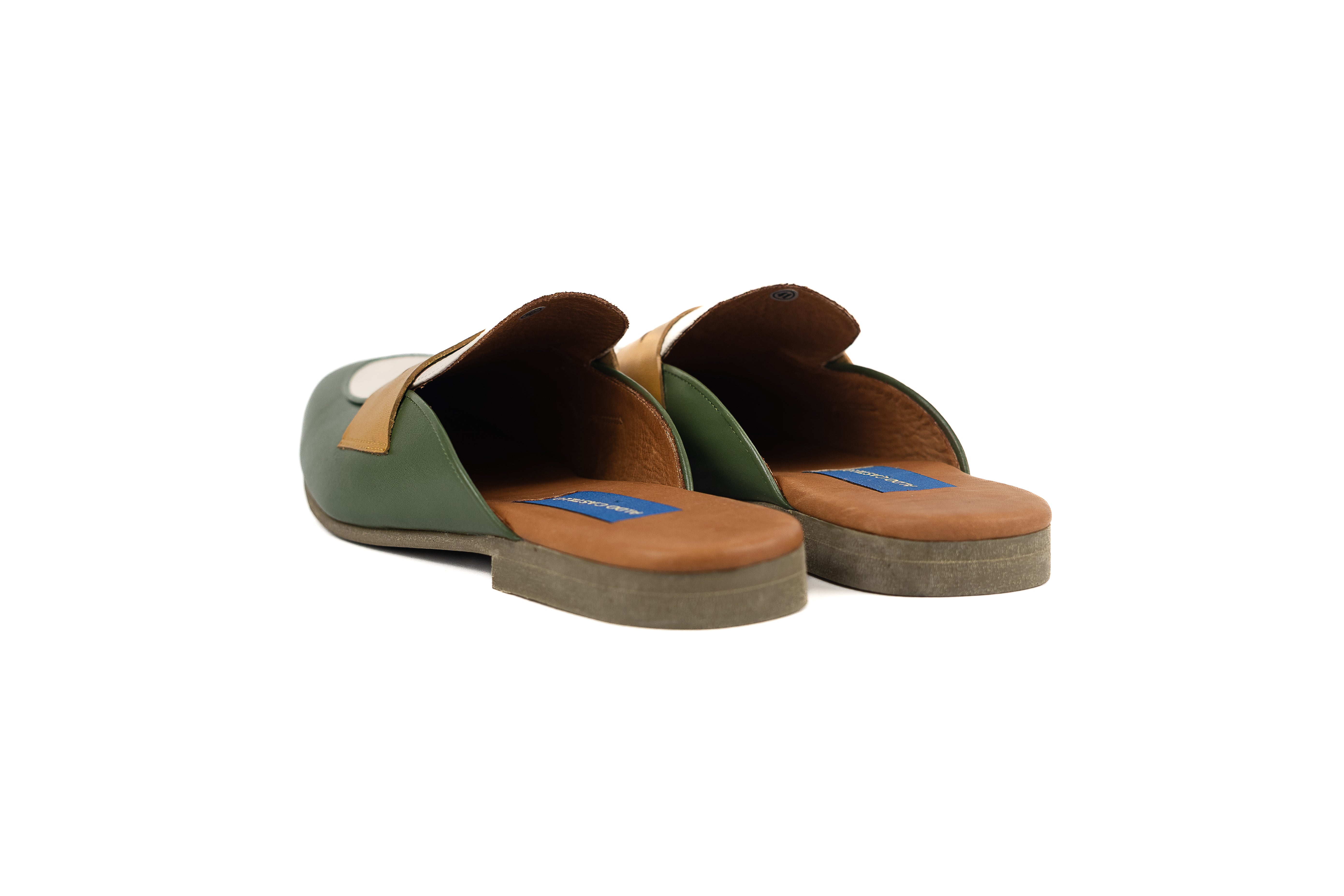 LOAFERS MULES EN VERDE CON AMARILLO