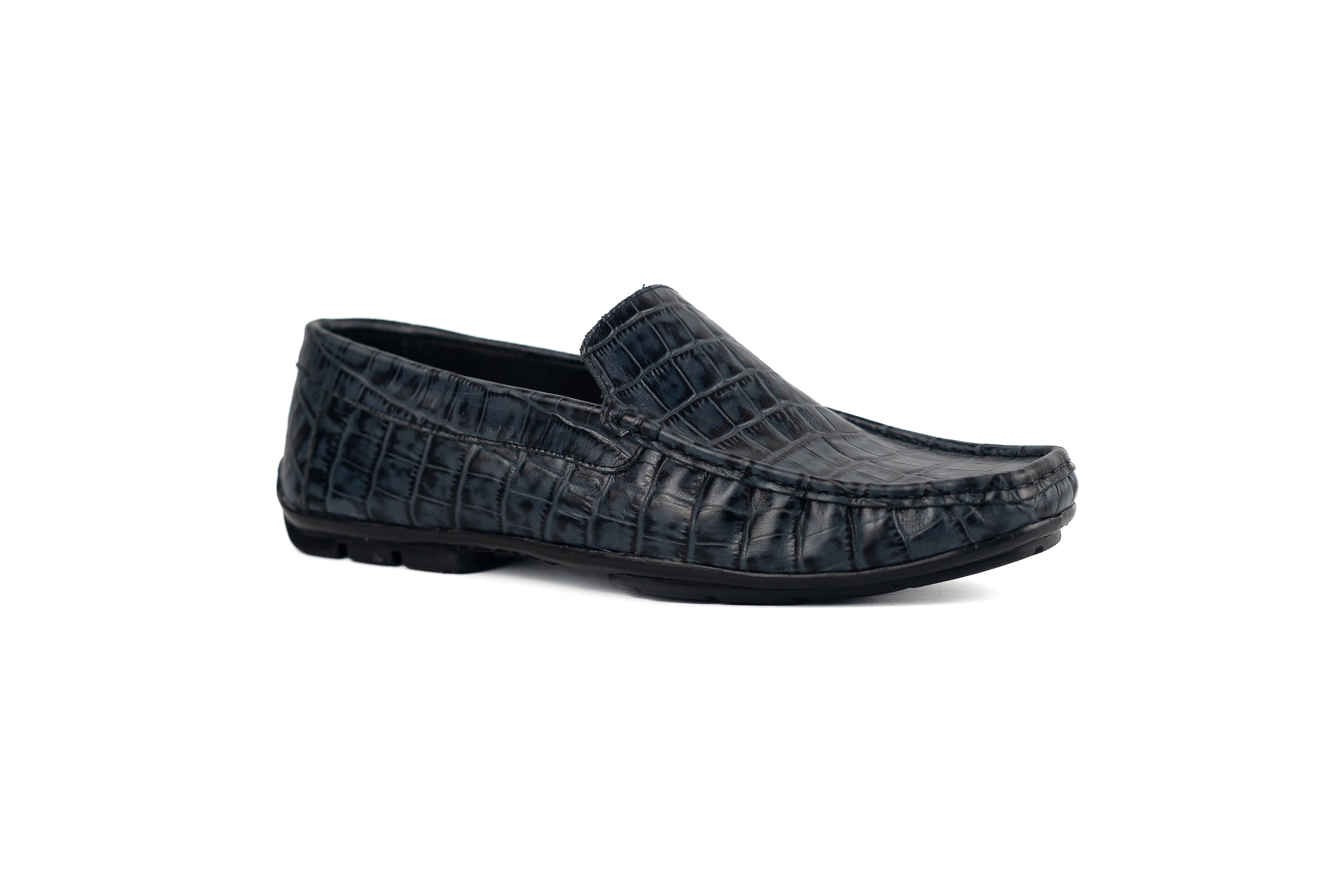 MOCASINES EN COCODRILO AZUL