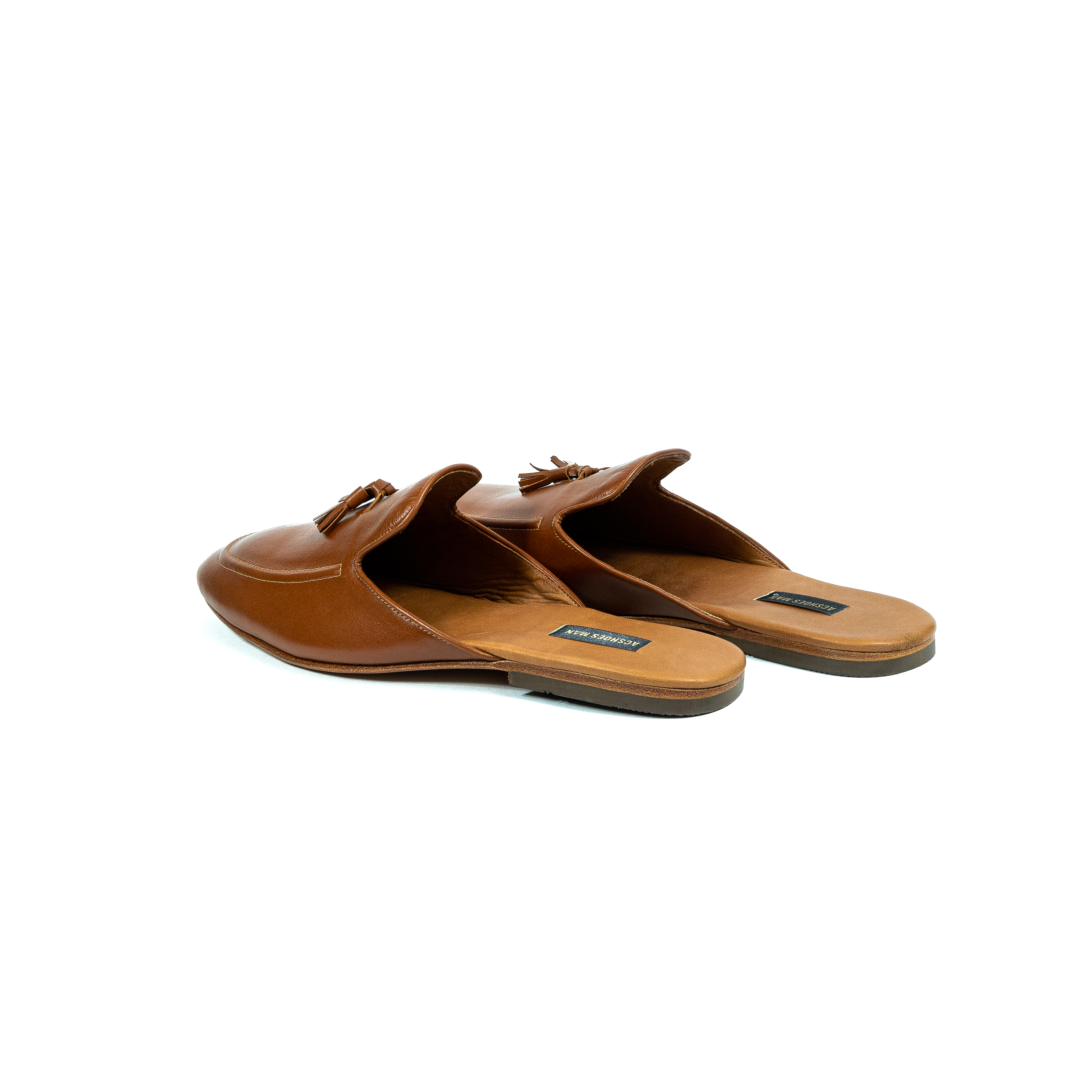 Loafer tassel mules cuero coñac